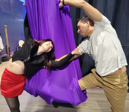Aerial yoga for two